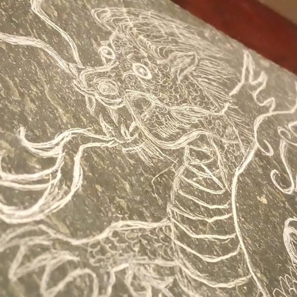 Handmade Etched Dragon Slate Plaque - Picture 8 of 9